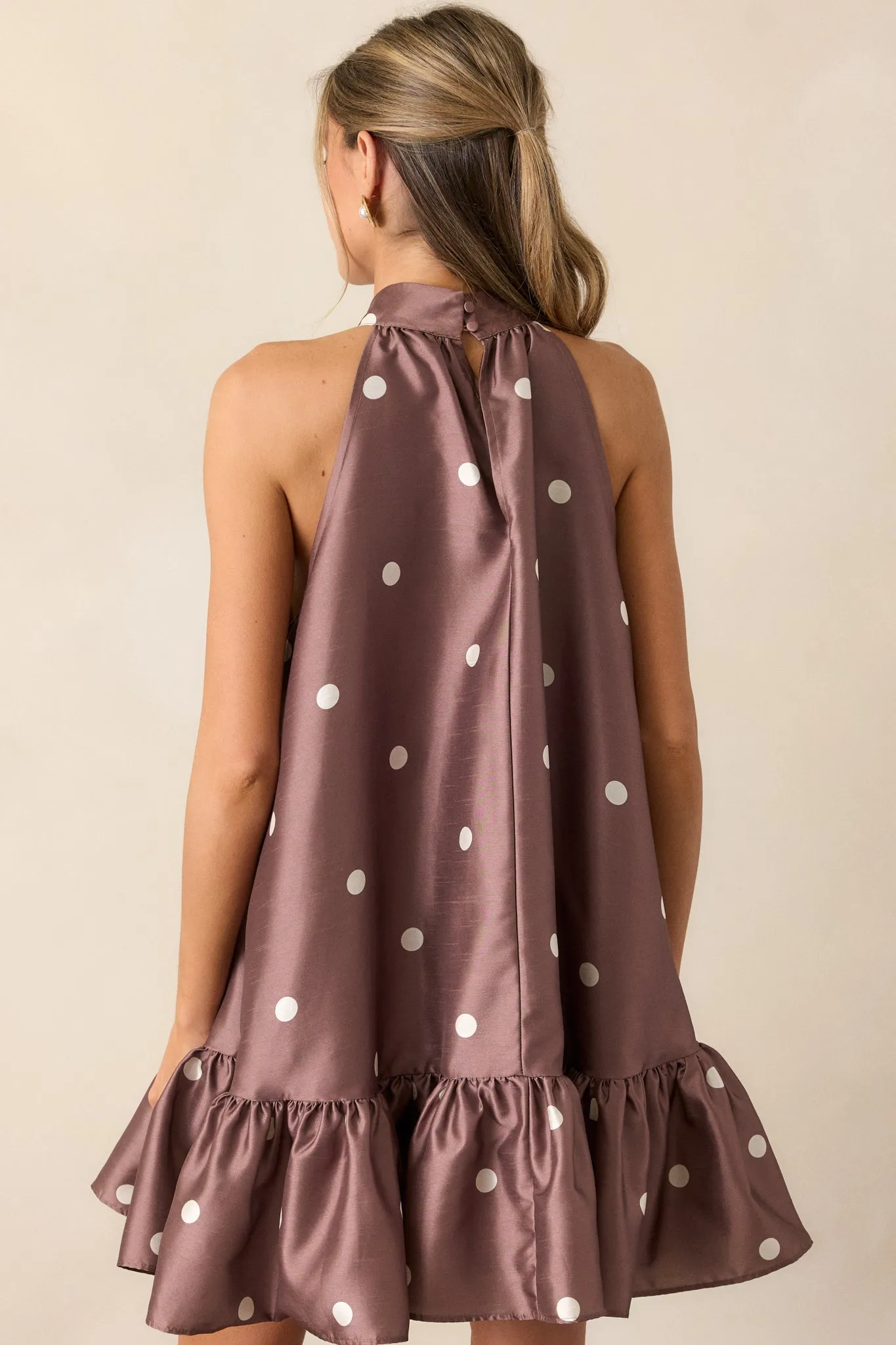 Sweet Soirée Chocolate Halter Mini Dress