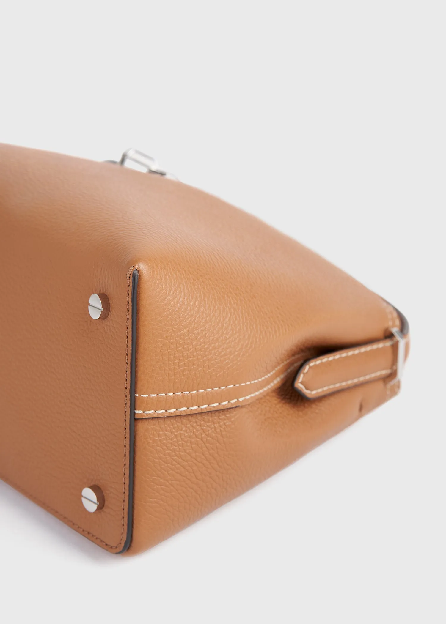 T-Lock grained-leather top handle tan