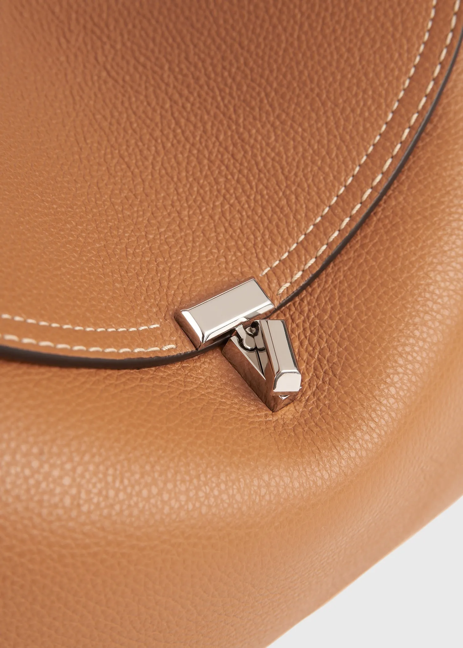 T-Lock grained-leather top handle tan