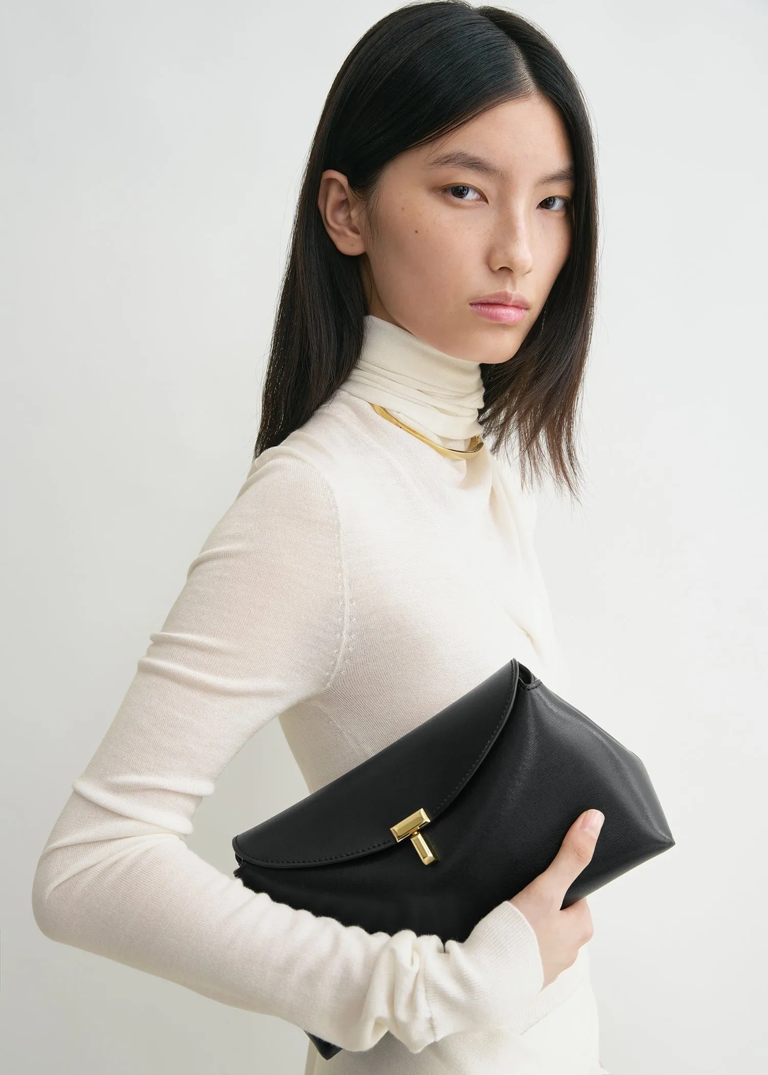 T-Lock leather clutch black