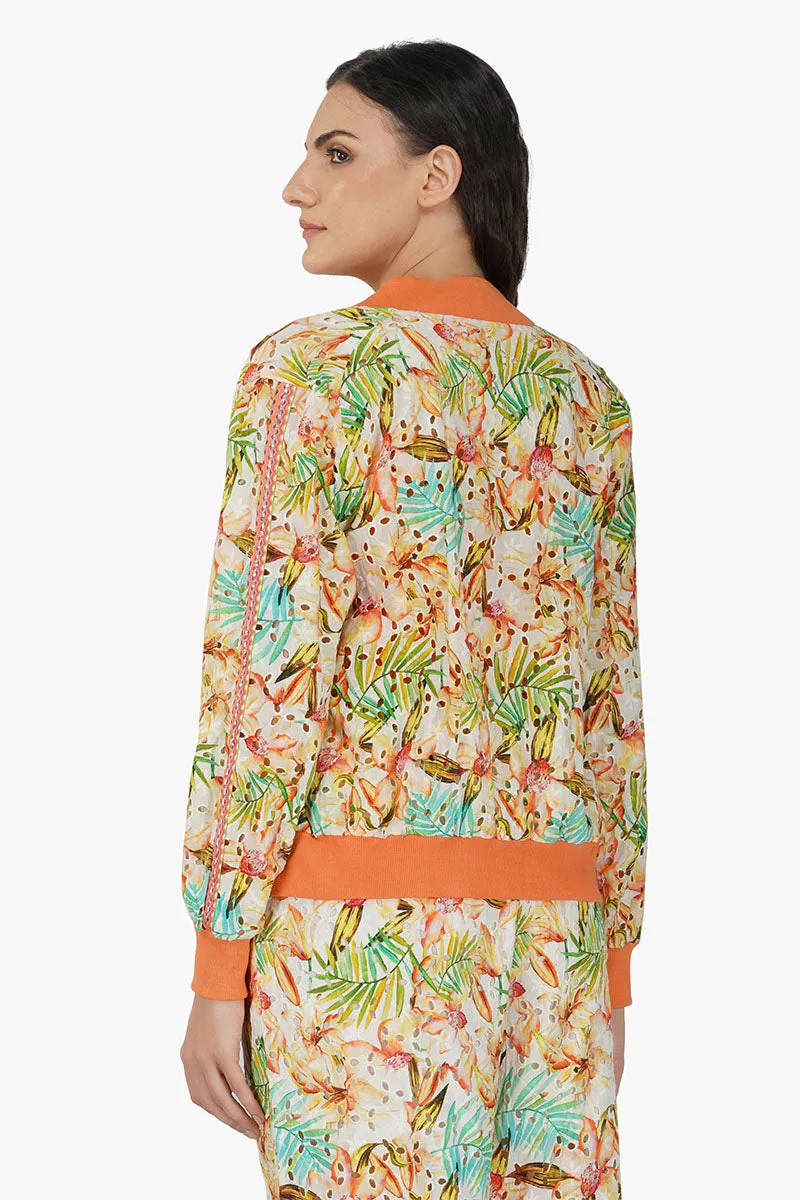 Tangerine Floral Bomber