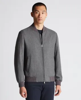 Tapered Fit Wool-Blend Bomber Jacket