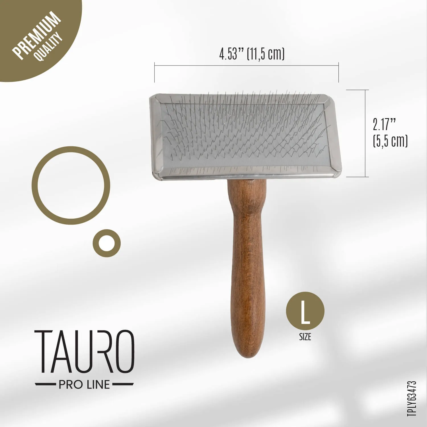 Tauro Pro Line Prestige Wooden Dog & Cat Brush With Metal Rim For All Coat Type Comfortable Brushing And Detangling, teeth 0.43 in