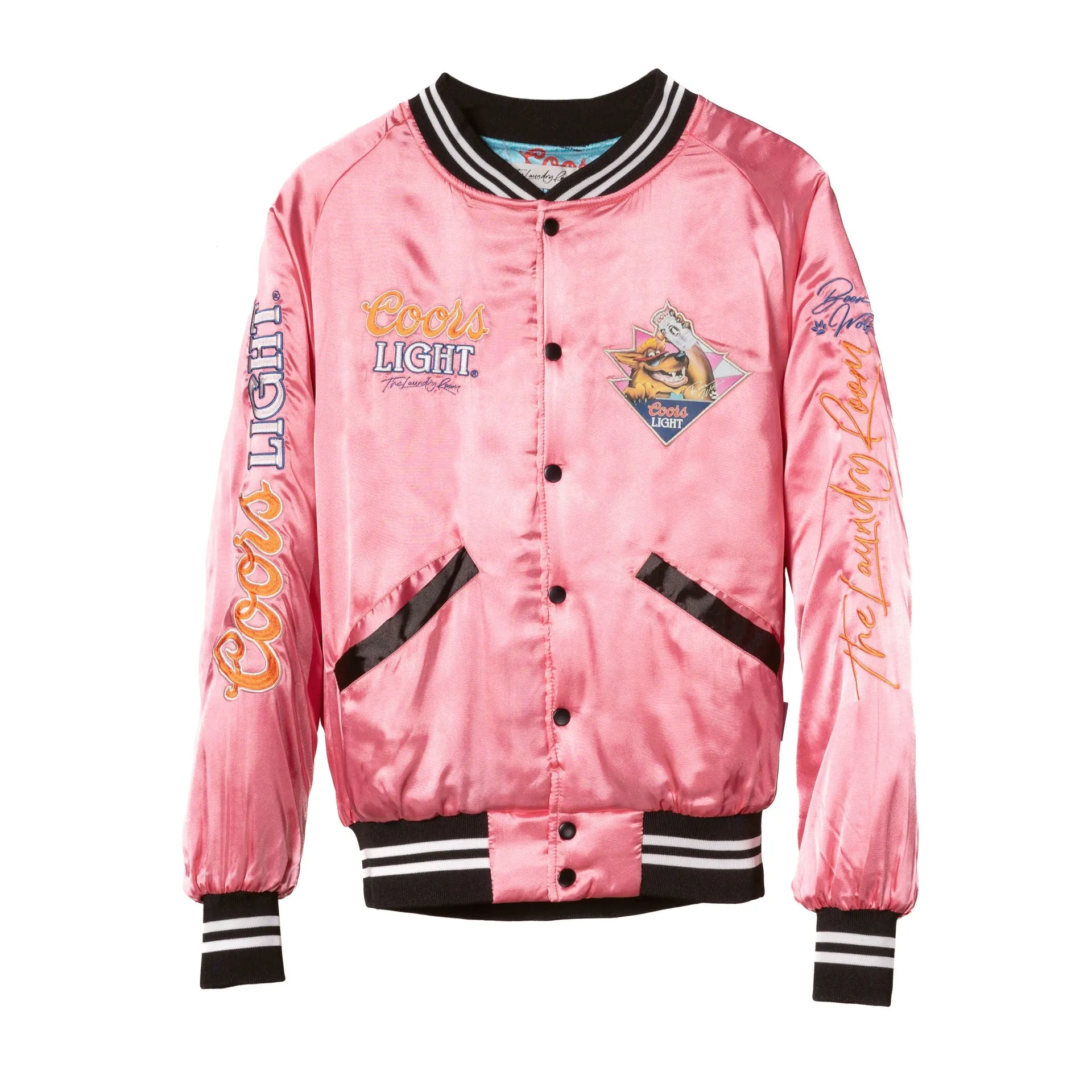 The Laundry Room Beer Wolf Time Stadium Jacket in Blush Pink