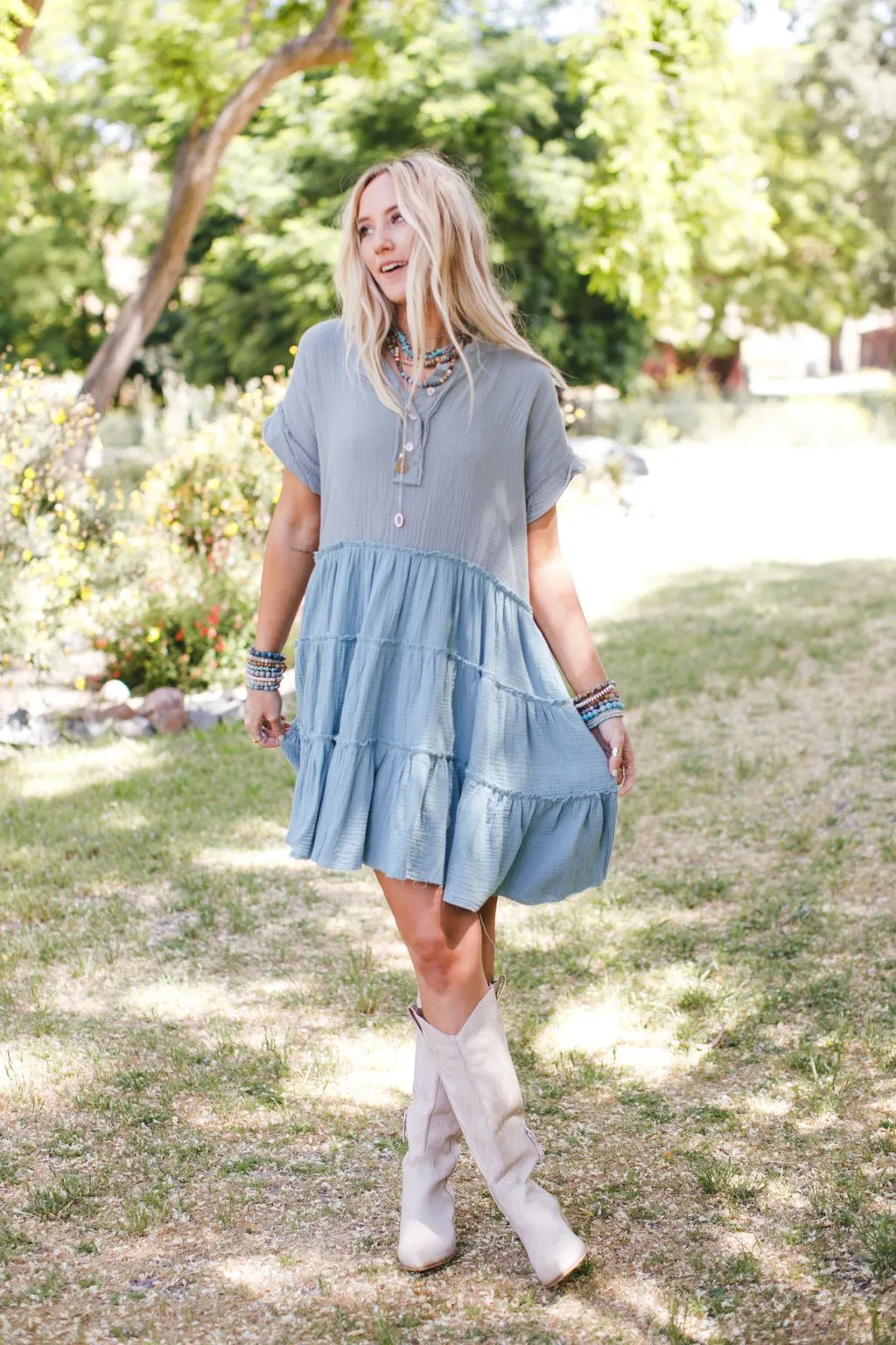 The Nest Collette Tunic Dress - Sage Seafoam