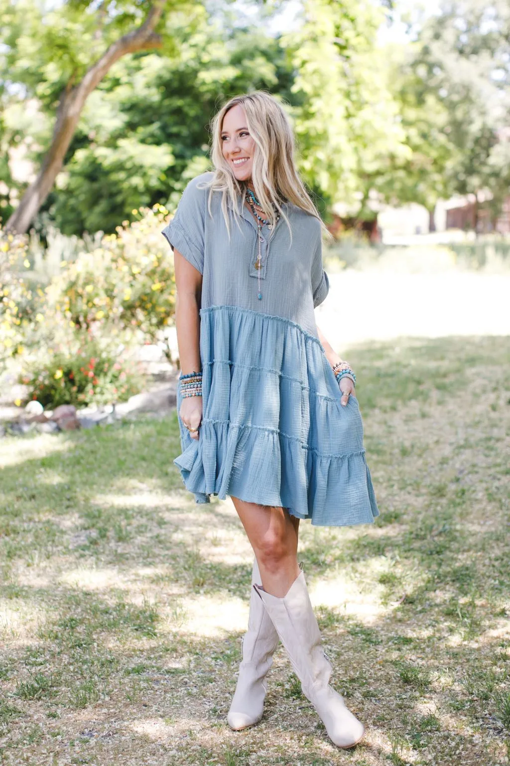 The Nest Collette Tunic Dress - Sage Seafoam