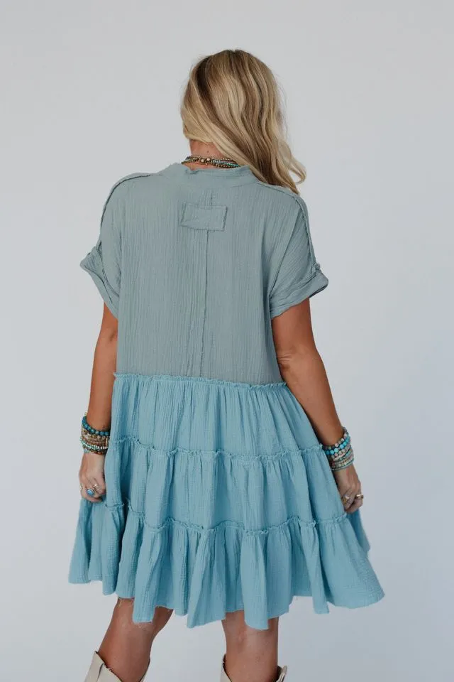 The Nest Collette Tunic Dress - Sage Seafoam