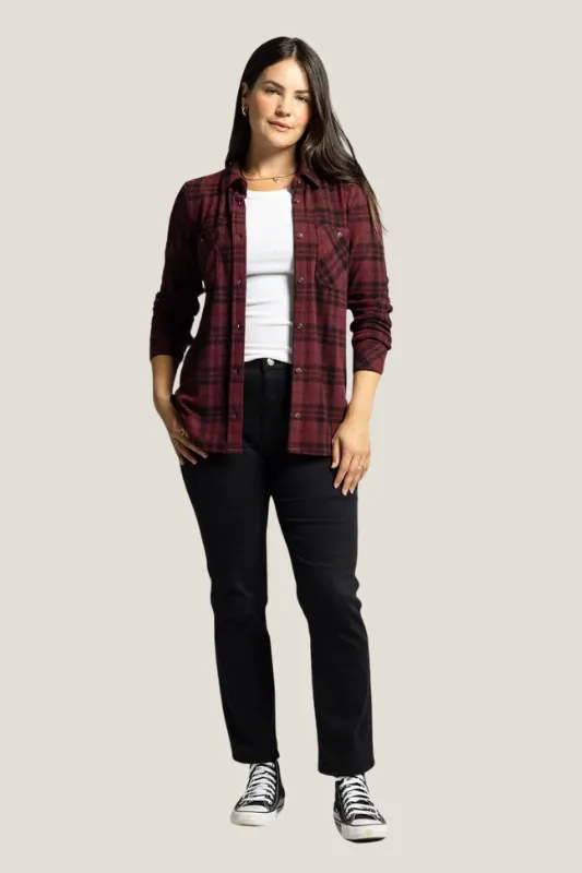 THREAD & SUPPLY:  Burgundy Plaid Lewis Top