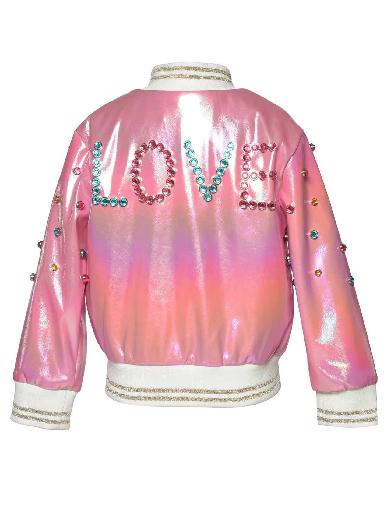 Toddler l Little l Big Girl’s Iridescent Rhinestone Bomber Jacket