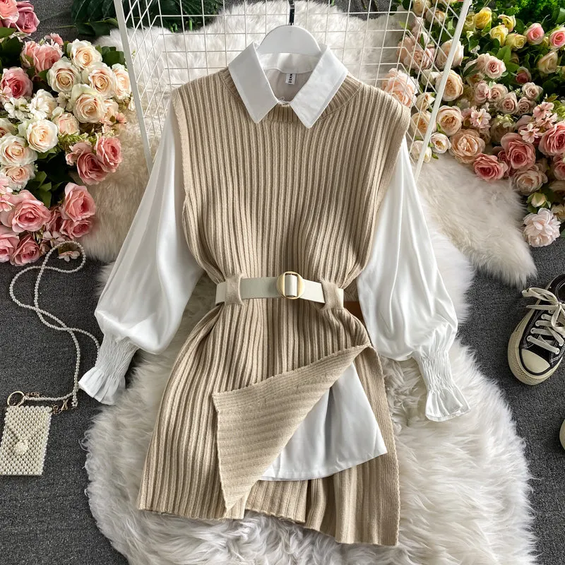 Two-piece Shirt Knitted Vest