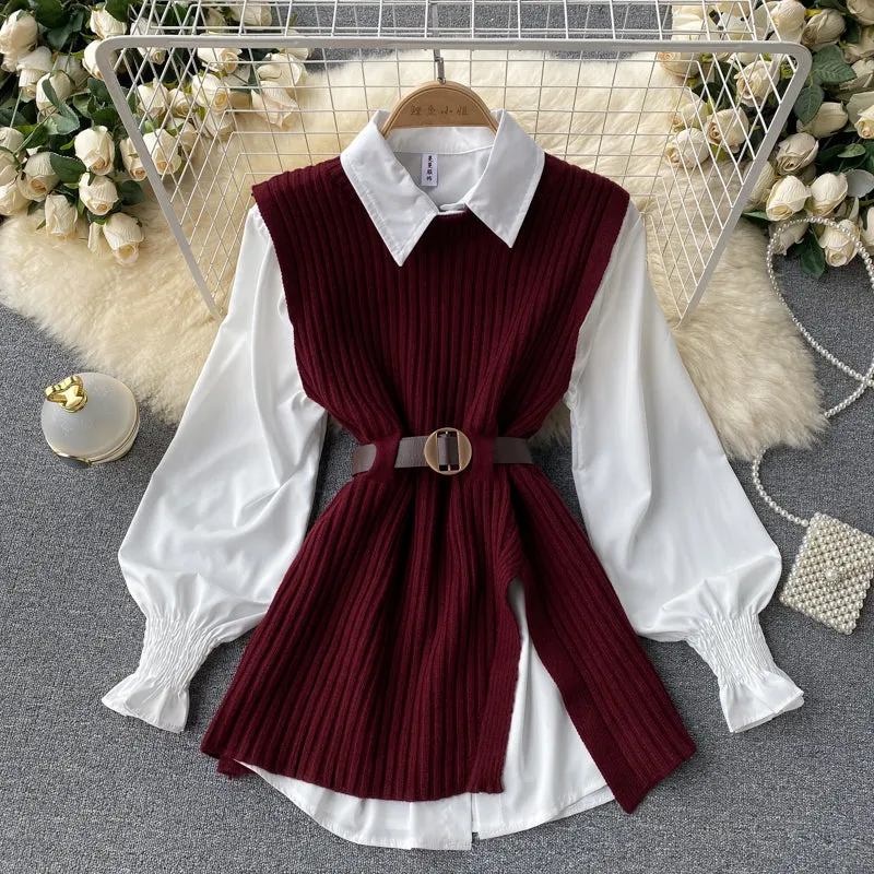 Two-piece Shirt Knitted Vest