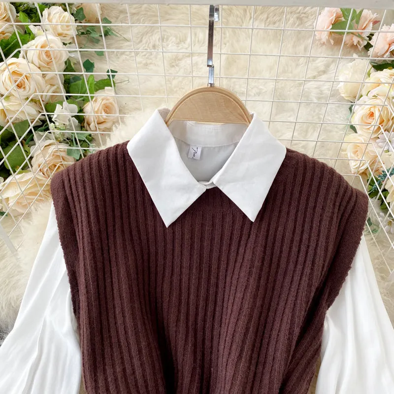 Two-piece Shirt Knitted Vest