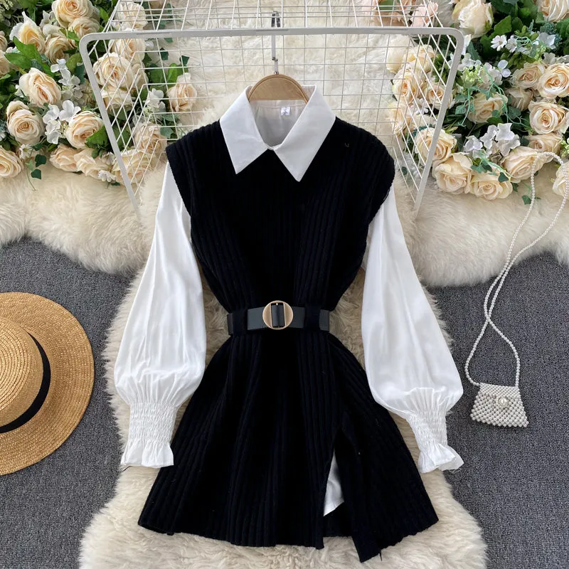 Two-piece Shirt Knitted Vest