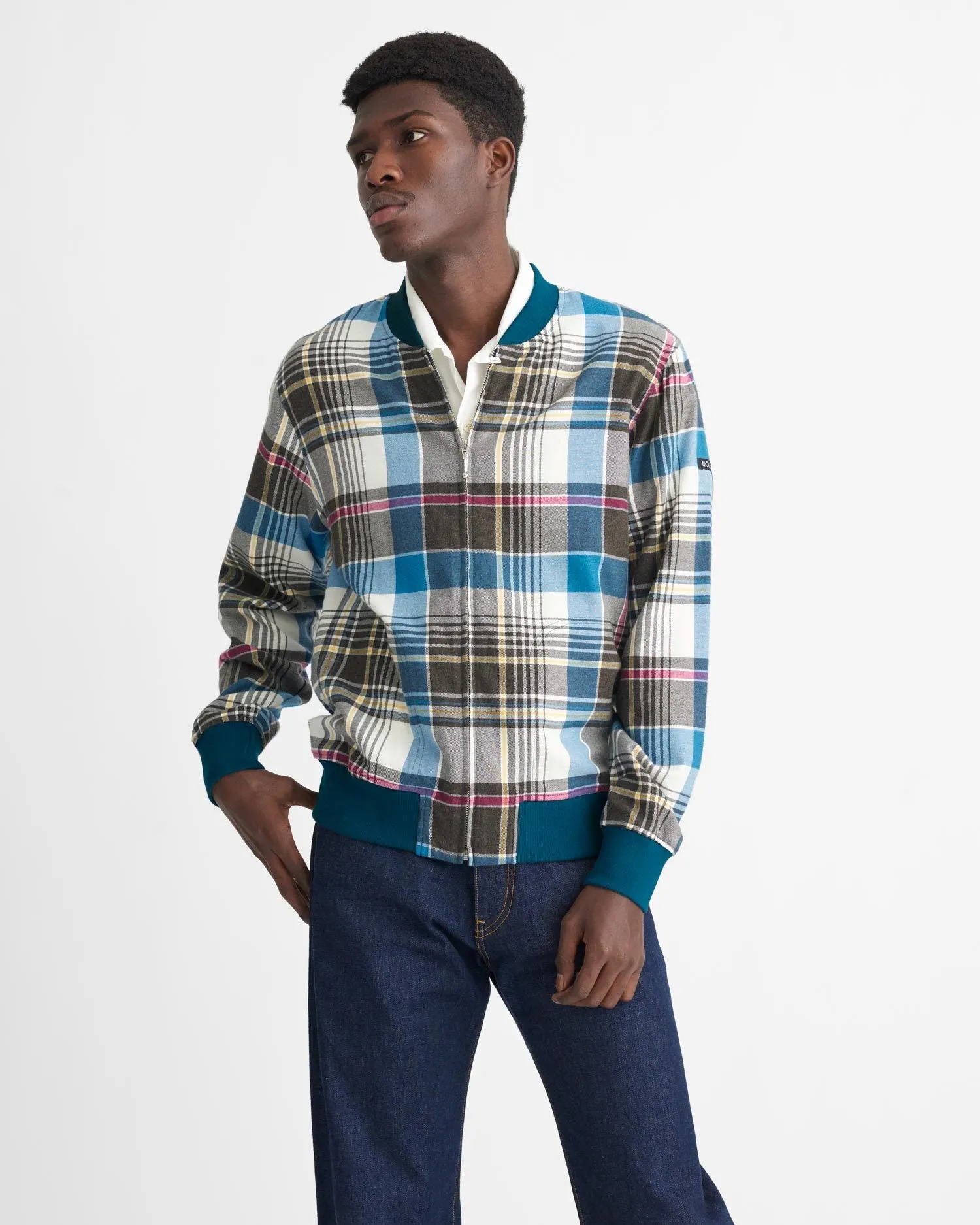 Ultrafine Plaid Bomber