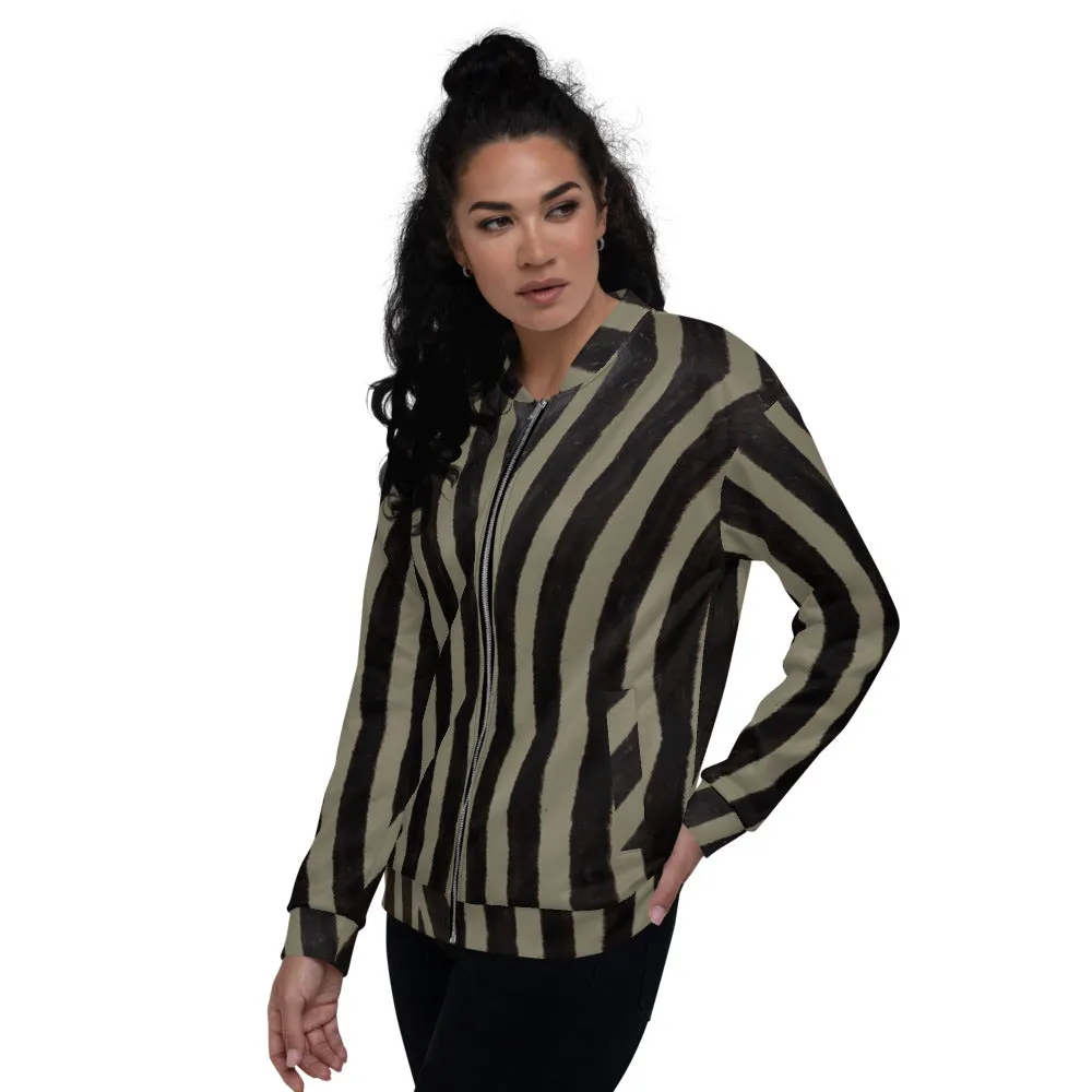 Unisex Bomber Jacket - Khaki Zebra - Women