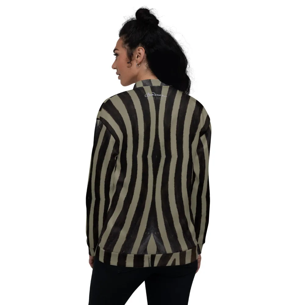 Unisex Bomber Jacket - Khaki Zebra - Women