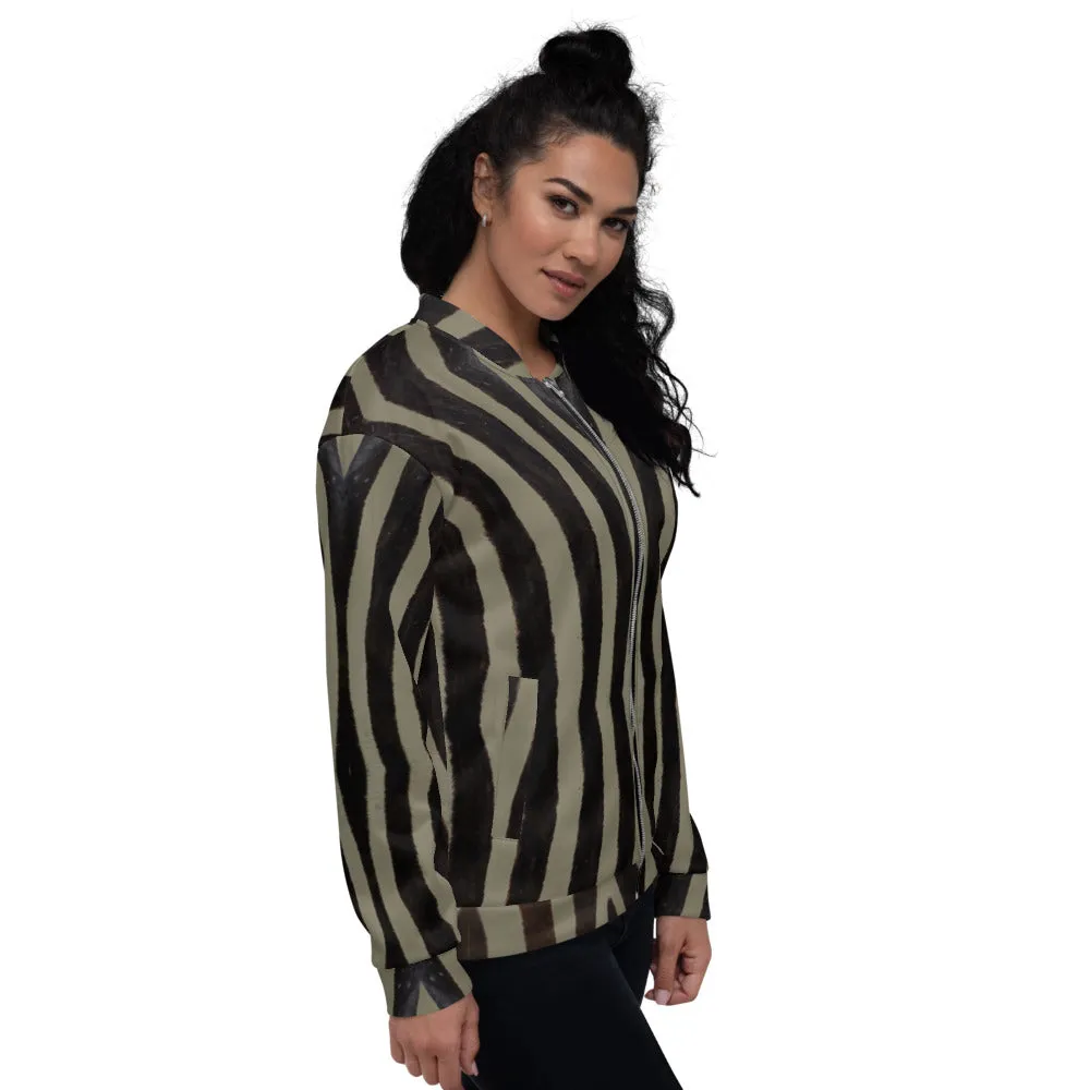 Unisex Bomber Jacket - Khaki Zebra - Women