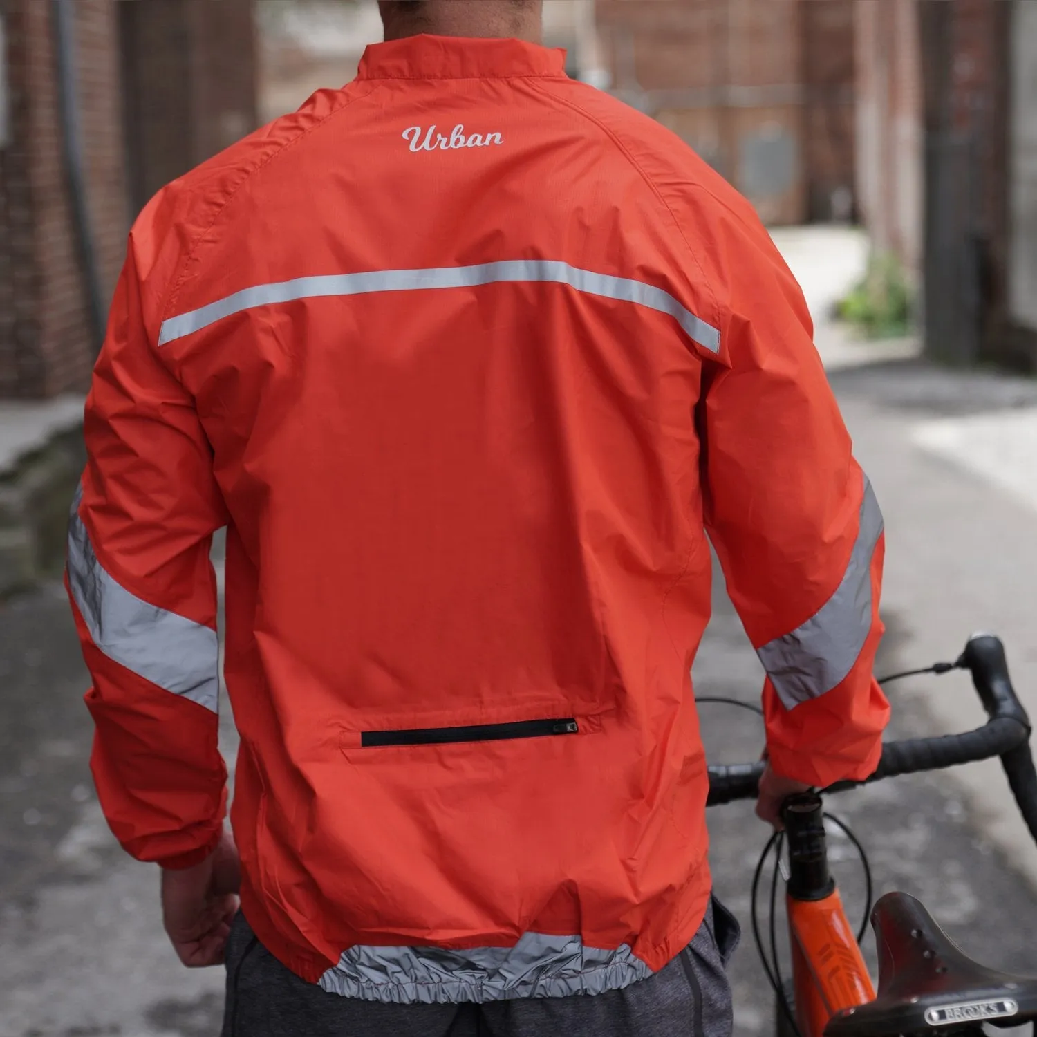 Urban Windproof & Waterproof Commuters Cycling Jacket - Orange