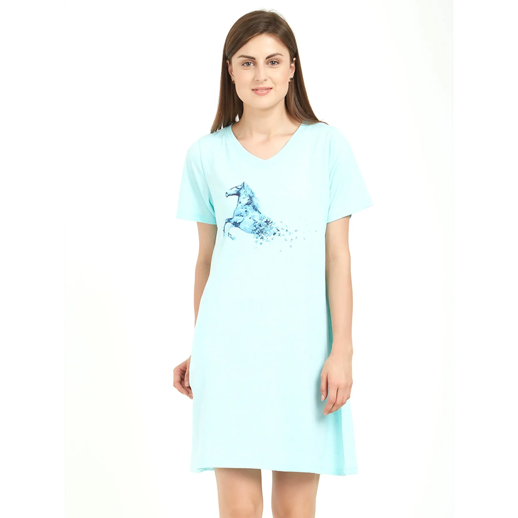 V Neck Printed Sleepshirt NT-99