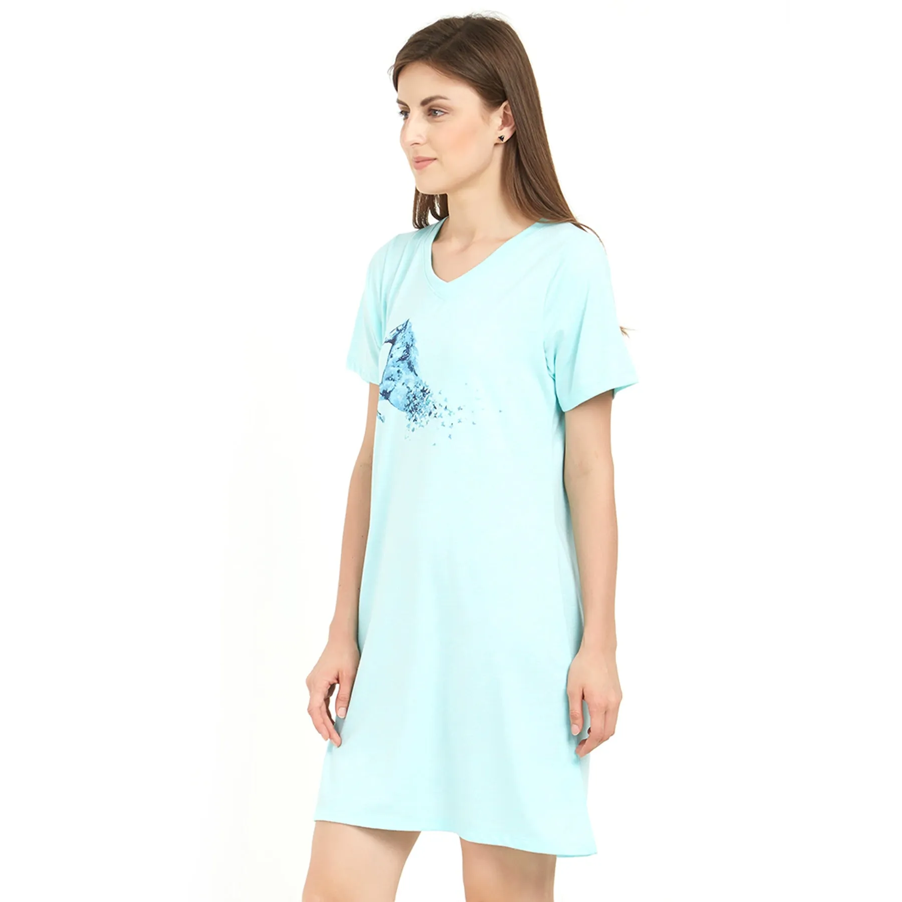 V Neck Printed Sleepshirt NT-99