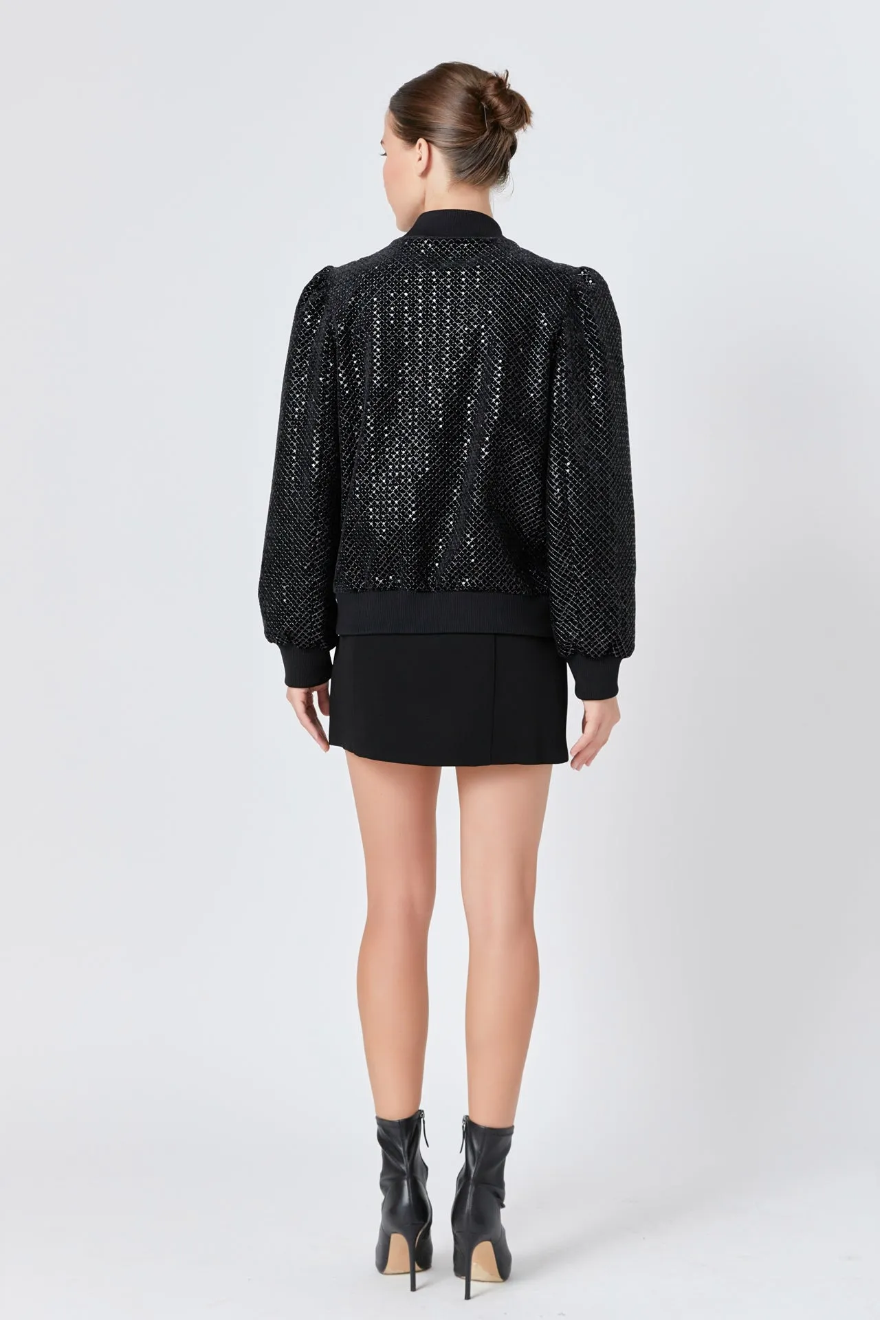 Velvet Sequin Bomber Jacket