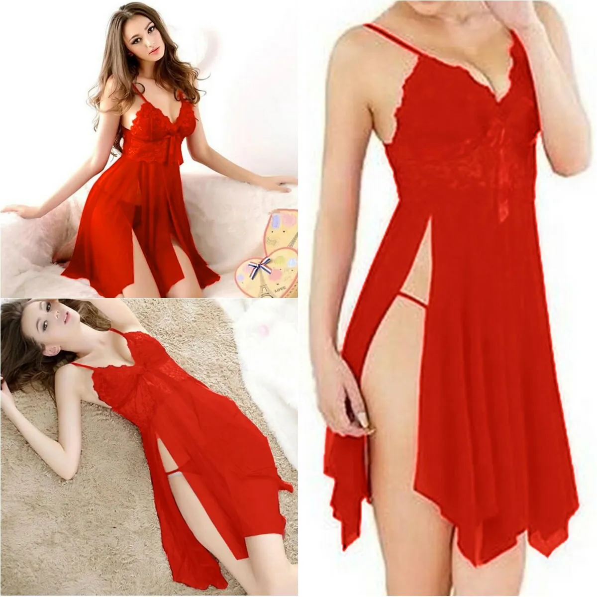 VenusFox Nightgown Mini Lace Sleep Shirts Female See-Through Women Sleepwear Night Dress Women Sexy Nightwear