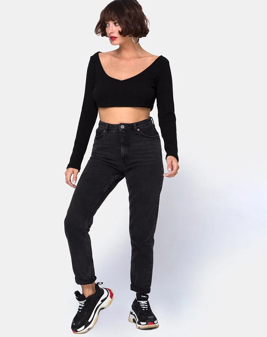 Vile Top in Rib Black