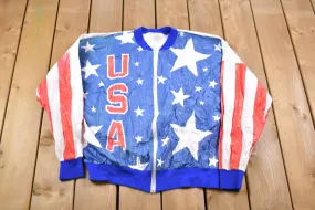 Vintage 1990s USA All Over Print Bomber Jacket