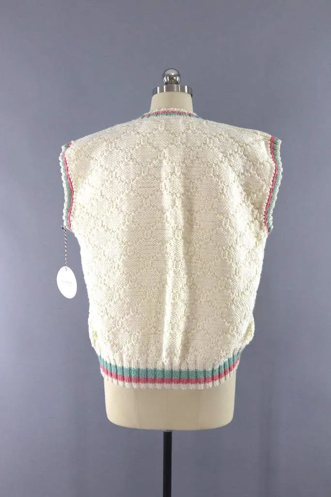 Vintage Ivory Knit Sweater Vest