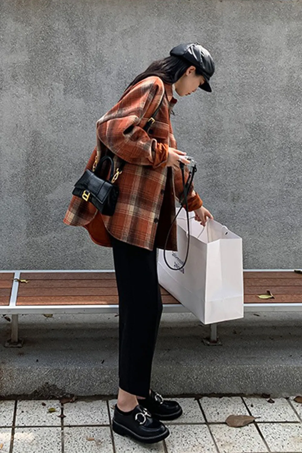 Vintage Plaid Loose Fleece Shirt