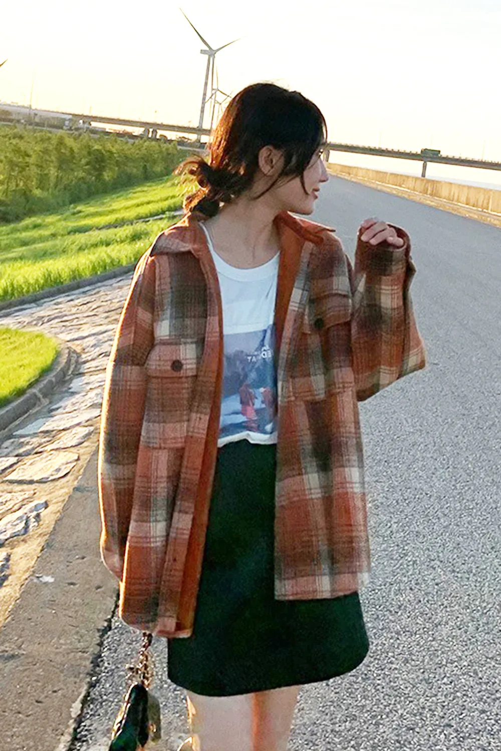 Vintage Plaid Loose Fleece Shirt