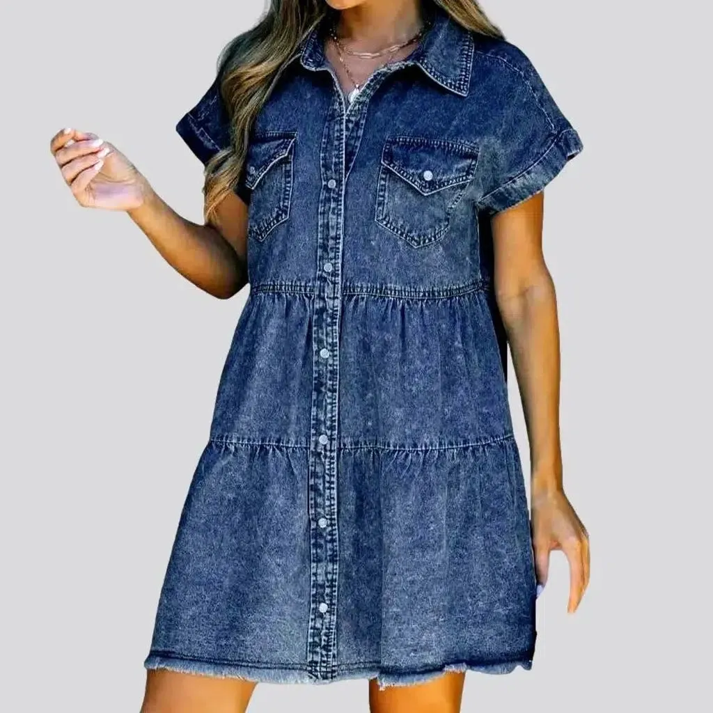 Vintage raw-hem jean dress