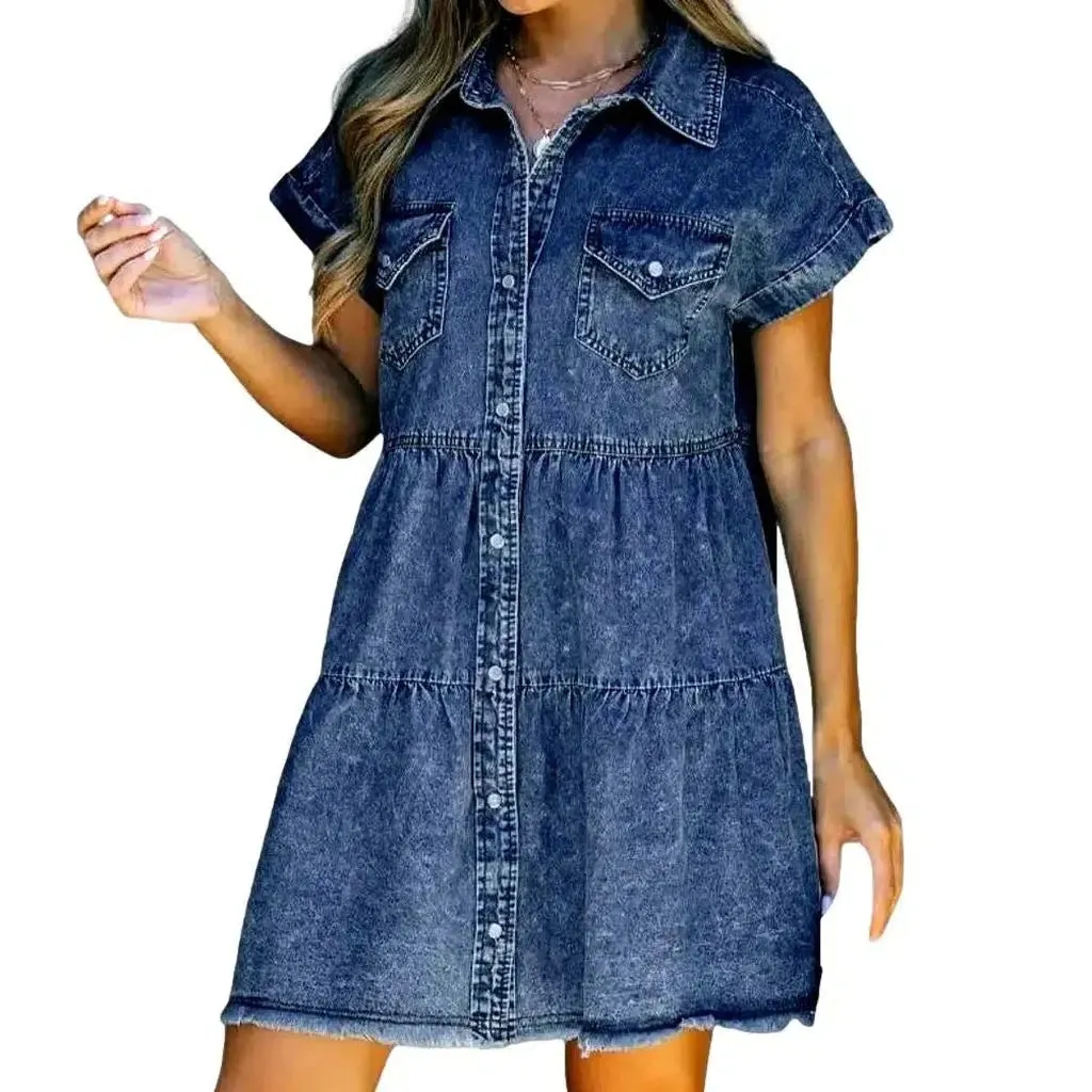 Vintage raw-hem jean dress