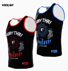 Vszap VTT026 Muay Thai Boxing Quick Dry Vest Tank Top S-4XL 2 Colours Unisex