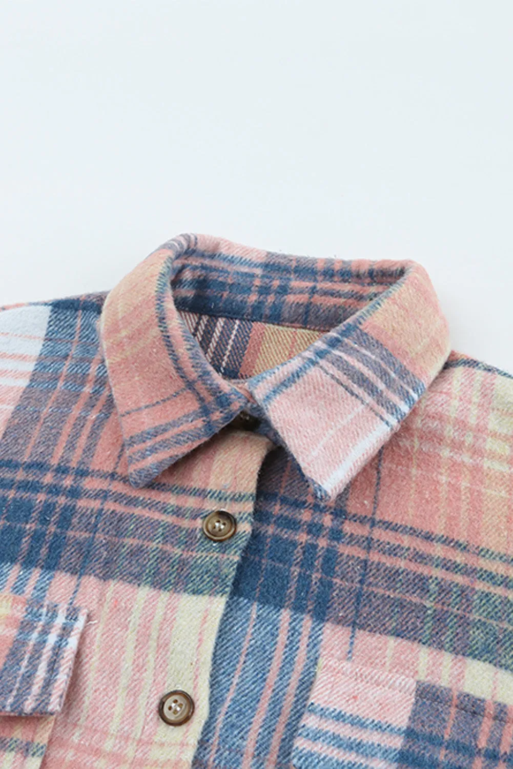 Wholesale Gold Flame & Grey Plaid Button Up Collared Flannel Shacket