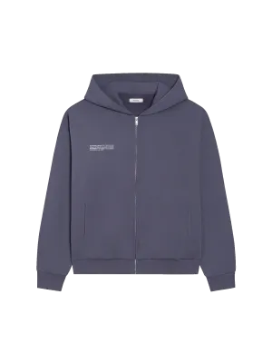 Wide Fit Zipped Hoodie—slate blue