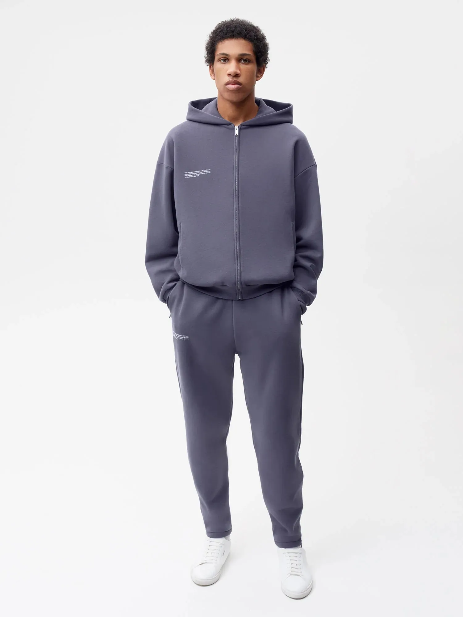 Wide Fit Zipped Hoodie—slate blue