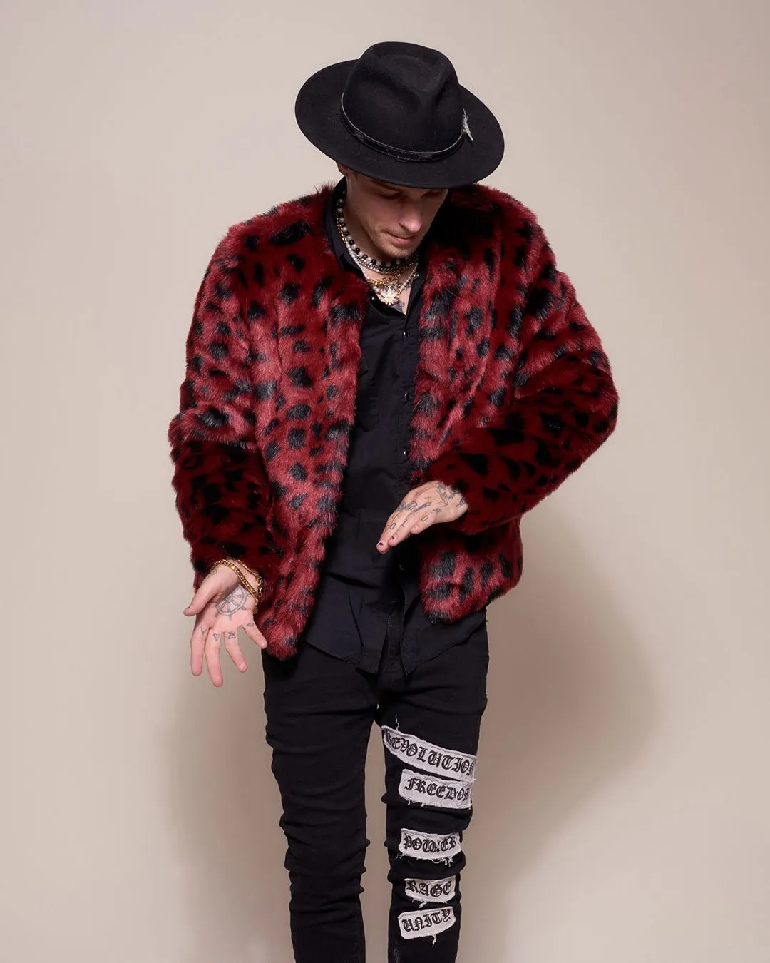 Wild Cat Faux Fur Bomber Jacket  | Men's