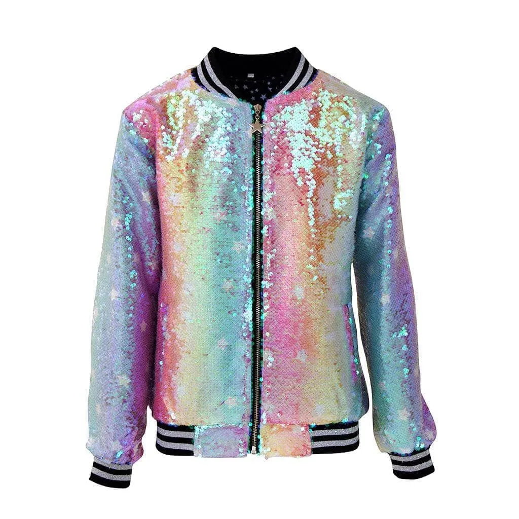 Women's Care Bears Cheer Bear Sequin Flip Bomber