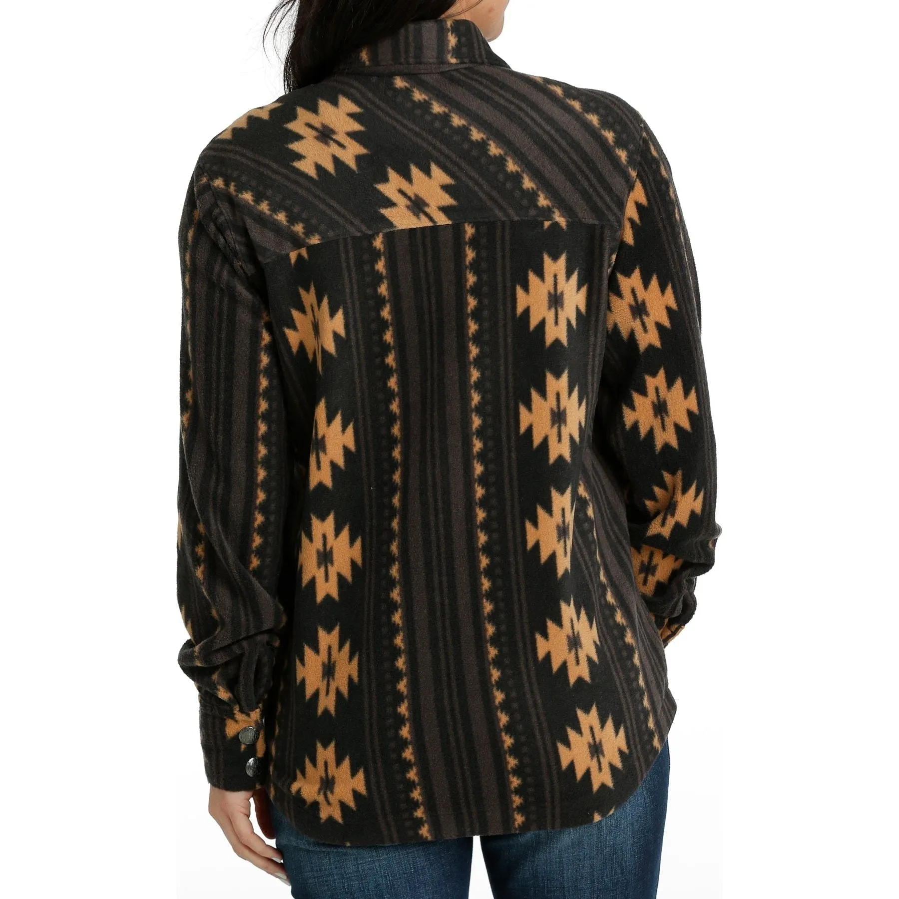 WOMEN'S CINCH SOUTHWEST PRINT POLAR FLEECE SHIRT JACKET - BLACK