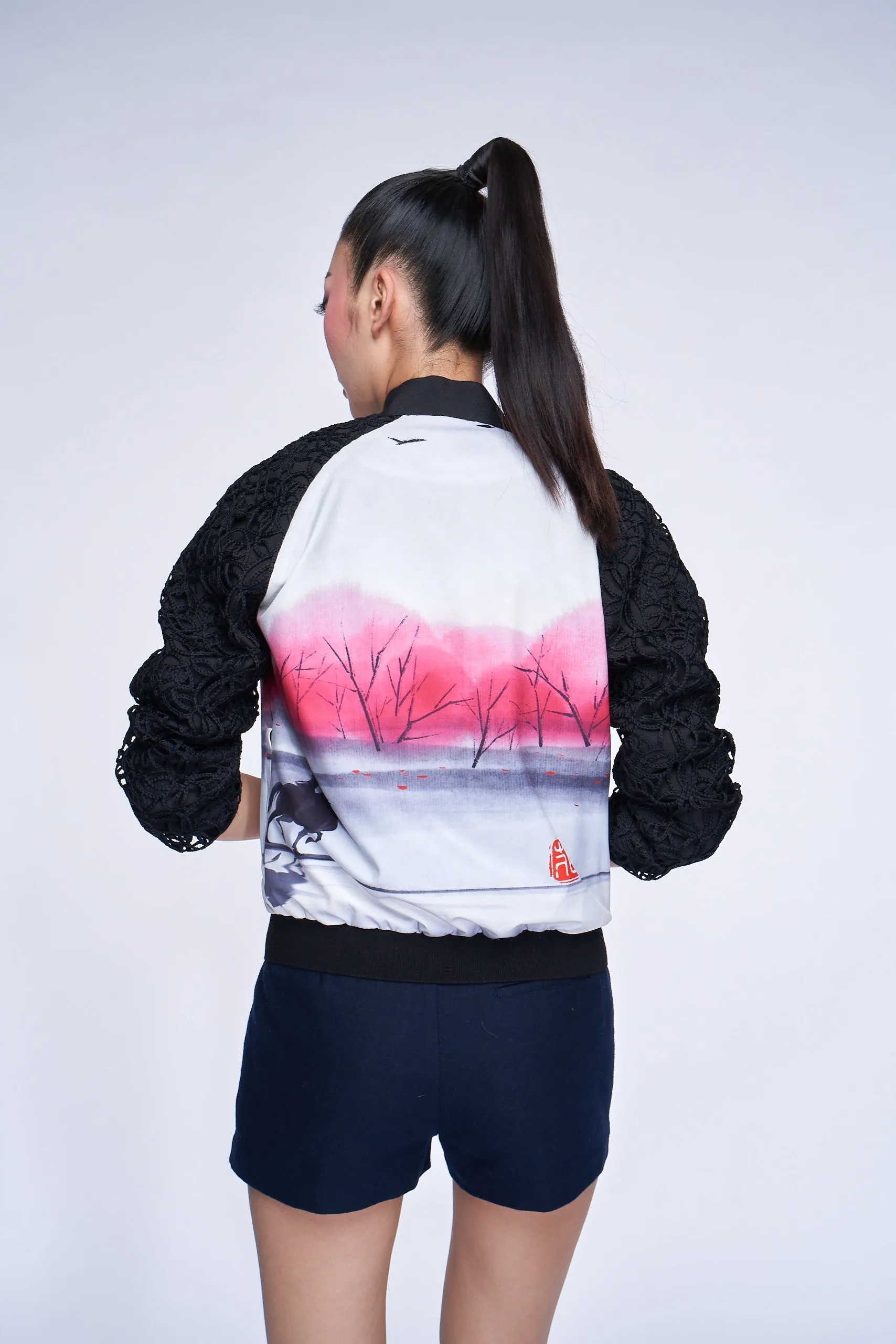 Yi-ming DM Jeana Lace Bomber Jacket (Black)