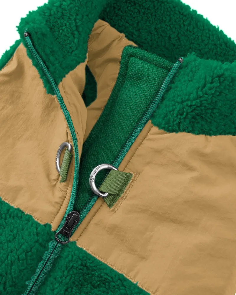 Zip-Up Sherpa Harness Vest in Forest Green