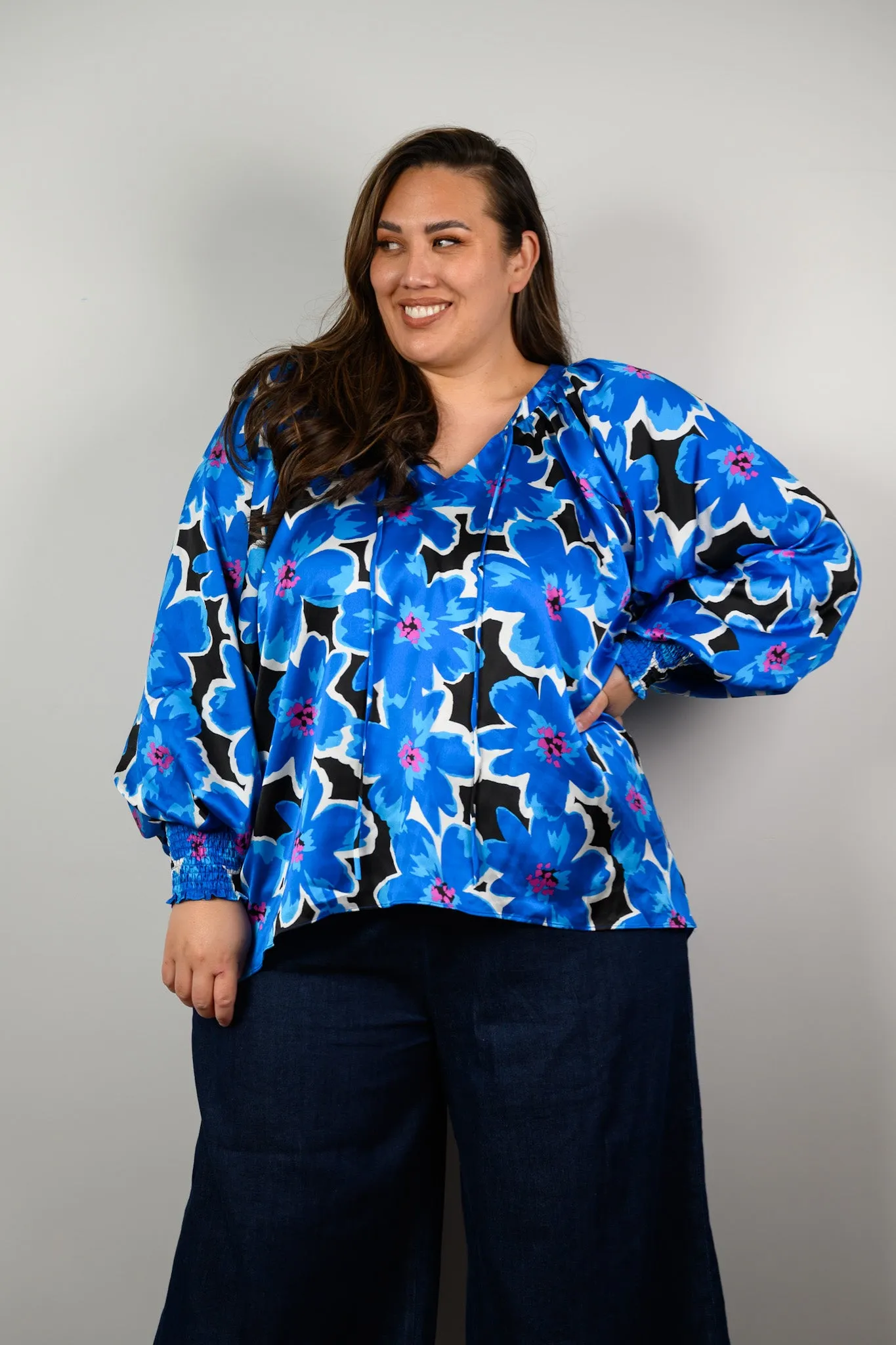 Zoe Blouse - Blue Retro