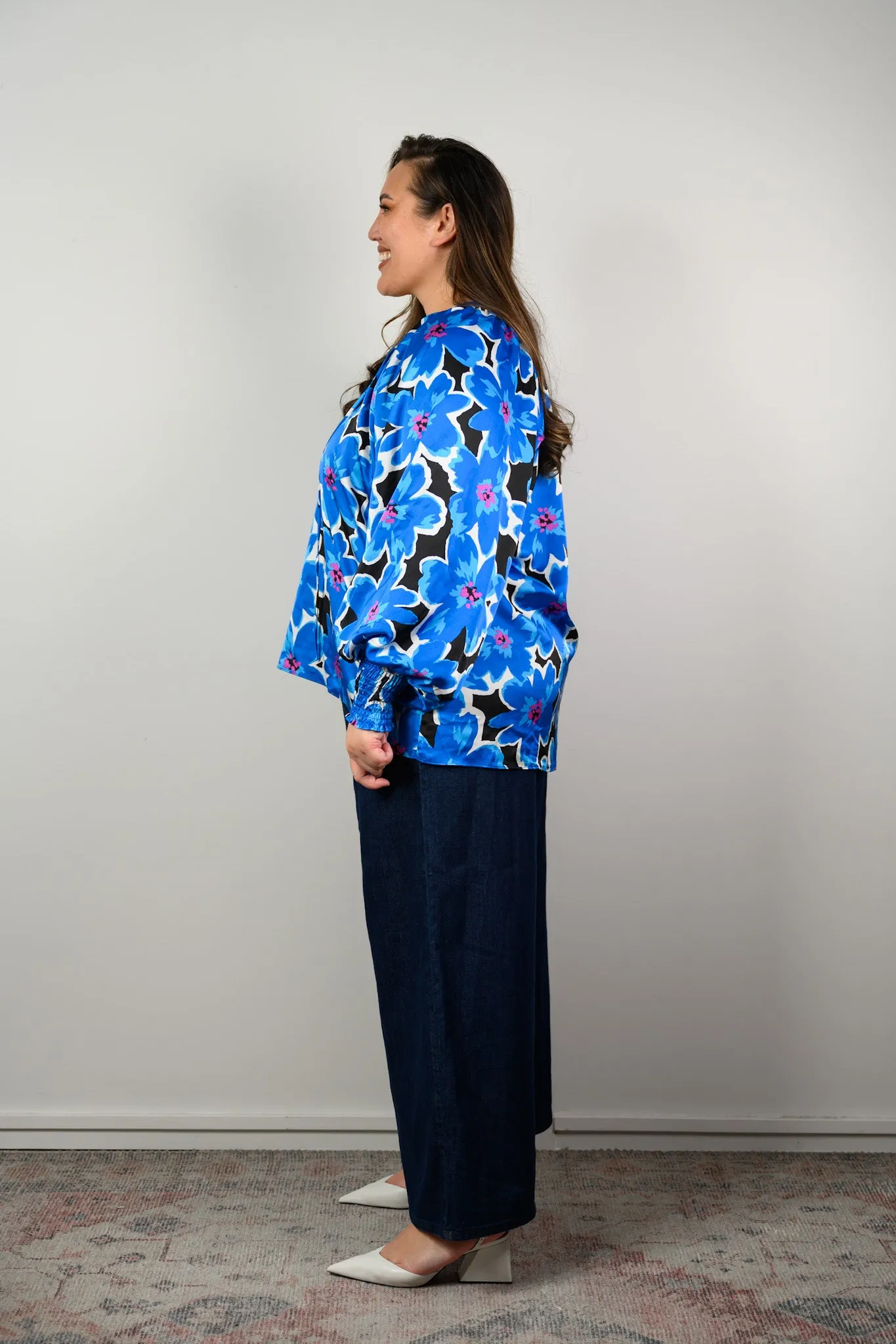 Zoe Blouse - Blue Retro